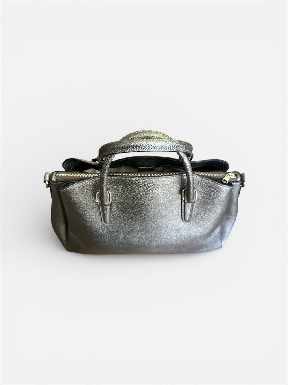Coach Mini Sage Satchel Metallic Silver Leather Crossbody NWOT - Picture 6 of 14